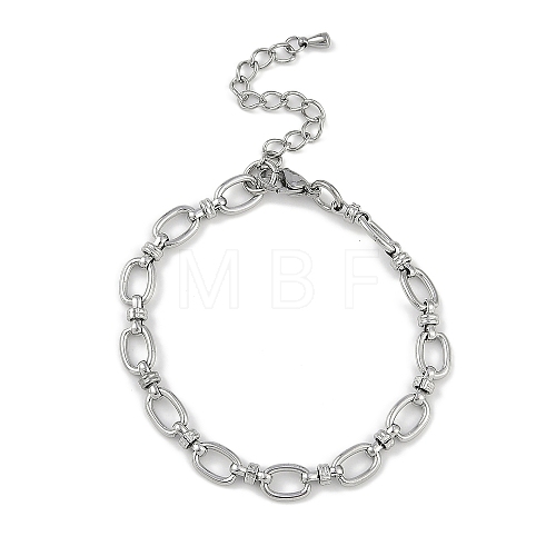 304 Stainless Steel Oval Link Bracelets for Men Women BJEW-G725-05P-1