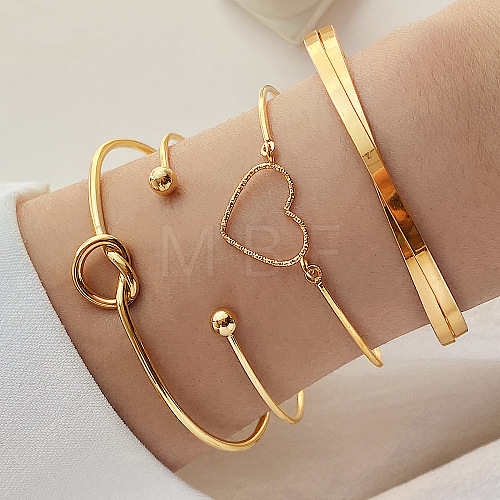 4Pcs 4 Styles Alloy Cuff Bangles WGAFCFA-07-1