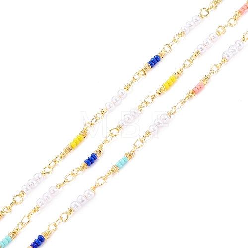 CCB Plastic & Glass Seed Beaded Chain CHC-D031-08G-1