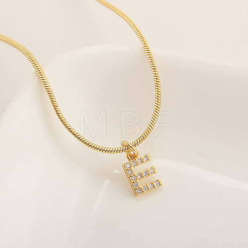 Brass Micro Pave Clear Cubic Zirconia Pendant Initial Necklaces FS-WGC46E8-05-1