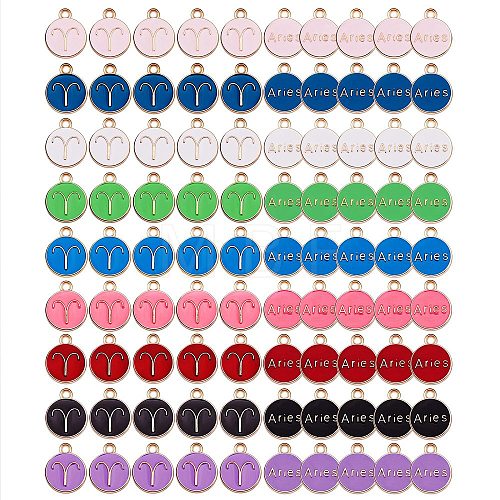 90Pcs 9 Colors Alloy Enamel Pendants ENAM-SZ0001-54D-1