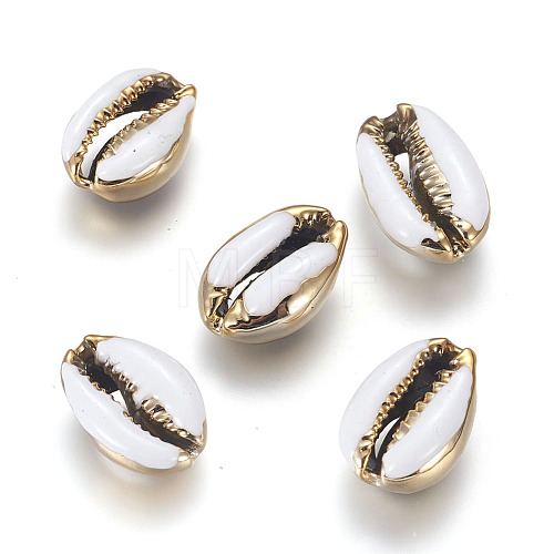 Electroplated Cowrie Shell Beads BSHE-G019-01G-B-1