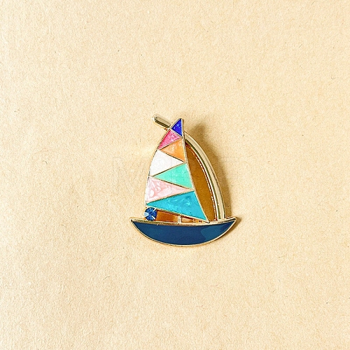 Sailboat Alloy Enamel Brooches PW-WGEBA3F-02-1