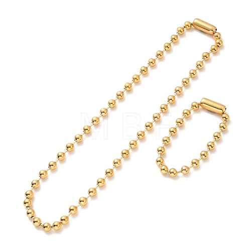 PVD Vacuum Plating 304 Stainless Steel Ball Chain Necklace & Bracelet Set STAS-D181-01G-01D-1