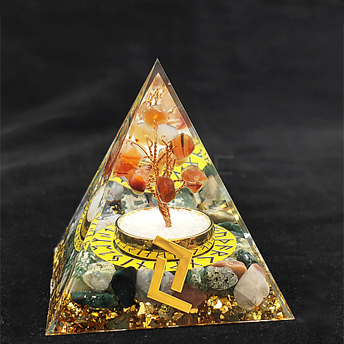 Viking Rune Symbol-Harvest Orgonite Pyramid Resin Display Decorations DJEW-PW0006-02E-1