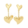 Heart Brass Dangle Stud Earrings EJEW-M258-68G-1