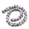 Handmade Flower Printed Porcelain Ceramic Beads Strands PORC-M007-10mm-05-3
