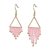 304 Stainless Steel Glass Tassel Dangle Earrings EJEW-MZ00828-4