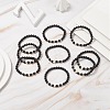 9Pcs 9 Style Bear & Cross & Moon & Crown & Heart & Butterfly Brass Beaded Stretch Bracelets Set BJEW-JB08905-2