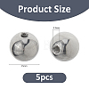 5Pcs 304 Stainless Steel Round Cord End Caps STAS-FH0002-40B-2