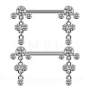 Brass Micro Pave Clear Cubic Zirconia Flat Round Nipple Barbells WG21F93-01-1