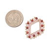 Natural Red Jasper & Rose Quartz Faceted Round and Glass Seed Beaded Pendants PALLOY-MZ01167-02-2