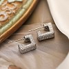 Square Box Design Brass Micro Pave Clear Cubic Zirconia Stud Earrings for Women EJEW-A110-07P-1
