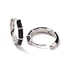 Black Enamel Bamboo Shape Hoop Earrings EJEW-C030-07P-2