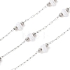 304 Stainless Steel Round Bead & ABS Plastic Pearl Heart Bead Cable Chains CHS-G048-08P-1