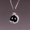 Natural Black Onyx(Dyed & Heated) Round Ball Pendants PW-WG4D222-04-1