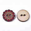 2-Hole Printed Wooden Buttons BUTT-ZX004-01A-05-2