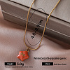 Vintage 304 Stainless Steel Orange Red Enamel Pendant Round Snake Chain Necklaces for Women XE2810-6-1