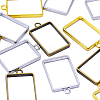 Rack Plating Alloy Rectangle Open Back Bezel Pendants PALLOY-CJ0001-29-FF-3