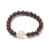 Natural Tiger Eye & Synthetic Hematite Stretch Bracelet BJEW-M236-01P-2