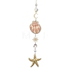 Electroplate Sea Shell & Glass & Stainless Steel Pendants Starfish Shell Hanging Suncatchers HJEW-JM04561-2