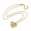 Brass Pave Colorful Cubic Zirconia Peach Heart Pendant Necklaces for Women NJEW-Q346-04G-02-2