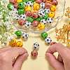 100Pcs 4 Styles Sport Theme Printed Wood European Beads WOOD-SZ0001-31-5