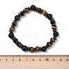 Tiger Eye with Hematite Partition and Lava Beaded Stretch Bracelets for Women Men BJEW-Q031-02A-5