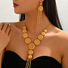 Vintage Alloy Filigree Round Tassel Earrings & Necklaces Sets for Women QM4813-3