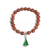 Christmas Theme Natural Red Jasper Stretch Bracelets PW-WG9CD6F-04-1