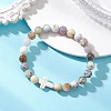 Natural African Opal & Synthetic Turquoise Beaded Stretch Bracelets for Women Men BJEW-JB13313-1