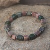 Cube Natural Indian Agate & Synthetic Non-magnetic Hematite Beads Stretch Bracelets for Women Men PF6426-3-1