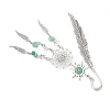 Alloy Sun & Woven Net/Web with Feather Charms Bookmarks AJEW-JK00368-6