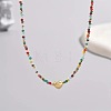Bohemian 304 Stainless Steel Heart Faceted Colorful Glass Beaded Necklaces for Women JD8300-5