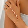 Elegant Brass Pave Clear and Red Cubic Zirconia Leaf Slave Bracelets YE0972-5