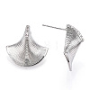 Brass Micro Pave Cubic Zirconia Ear Studs EJEW-P268-04P-3