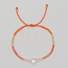 Bohemian Style Glass Seed Bead & Imitation Pearl Beads Braided Bead Bracelets JJ7327-12-1