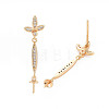 Brass Micro Pave Clear Cubic Zirconia Stud Earring Findings KK-S364-051-4