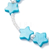 Natural White Shell Star & Glass Seed Beaded Bracelets for Women BJEW-JB13282-4