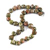 Natural Unakite Nuggets Beaded Necklaces for Women Men NJEW-K388-01U-4