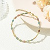 Teardrop Natural Alashan Agate & Brass Beaded Bracelets for Women BJEW-JB13960-02-2