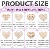 16Pcs 8 Styles Unfinished Wood Heart Pendants WOOD-TA0002-99-4