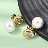 304 Stainless Steel Pave Clear Cubic Zirconia Stud Earrings SA-CBADCF0-01G-3