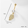 Stylish Feather Stainless Steel Pave Clear Cubic Zirconia Belly Button Ring for Women Men SB7751-1