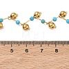 304 Stainless Steel & Faceted Round Synthetic Turquoise Beaded Necklaces for Women NJEW-C119-03A-5