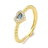 Rack Plating Brass Micro Pave Cubic Zirconia Adjustable Rings RJEW-H228-02G-01-1