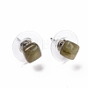 Natural Labradorite Ear Studs EJEW-K091-01P-01-2