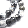 Faceted Natural Fire Crackle Agate Beads Strands G-F447-8mm-B06-2