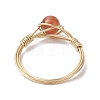 Natural Mixed Gemstone Round Braided Bead Style Finger Rings RJEW-JR00607-4