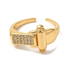 Brass Micro Pave Cubic Zirconia Cuff Rings for Women RJEW-G325-09G-2